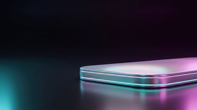 Commercial 3D e-commerce sale promotion banner featuring holographic cyber design with blank space for text