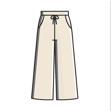 Beige wide-leg pants with drawstring
