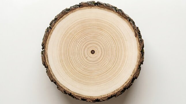 Cross section of a tree trunk showing concentric annual growth rings