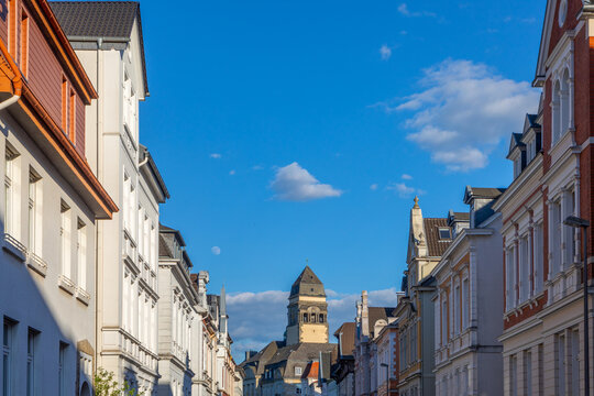 scenic view to half timbered houses in Osnabr&uuml;ck, Germany.