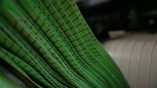 Extreme macro shot of 100 Euro banknotes in a rapid cash counting machine