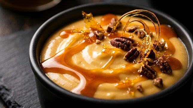 butterscotch pudding close up
