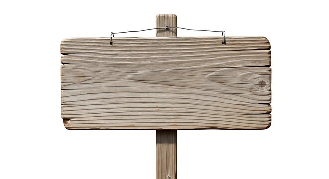 Vintage wooden sign with blurred text on metal post