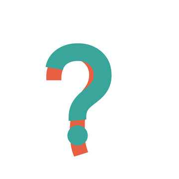 Turquoise and orange question mark graphic