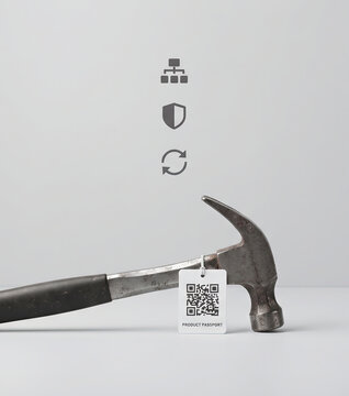 Product Passport QR Code on Hammer for Secure Product Identification, Traceability and Circular Use
