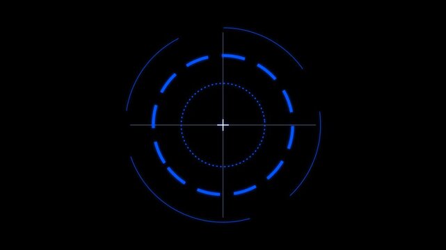 Dynamic blue heads-up display element featuring a futuristic targeting reticle, designed for advanced user interfaces and precision technology concepts