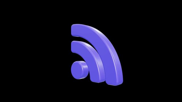 Glossy 3D Purple RSS Feed Icon Symbol