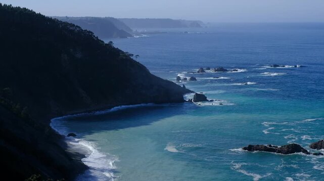 Scenic Rocky Coastline of Asturias Spain in 4K