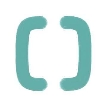 Turquoise square brackets painted symbol isolated on white background
