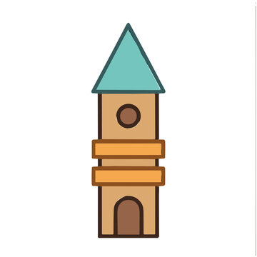 Simple tower illustration with triangular roof