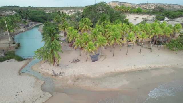 Aerial view of Araya beach in Araya, Venezuela.