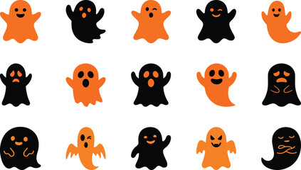 Obraz premium Halloween ghosts in orange and black