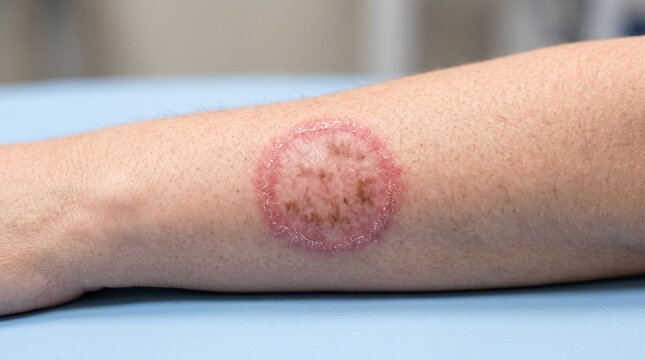 Chronic discoid lupus erythematosus with scarring and pigmentation changes