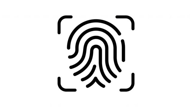 Animated Black fingerprint icon biometric security scanner digital authentication symbol graphic identification system print.