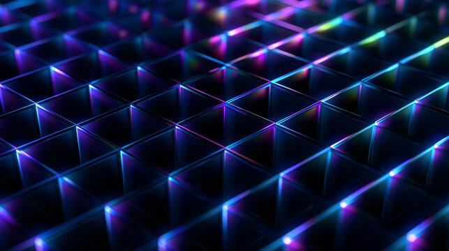 Futuristic Neon Digital Grid Pattern Technology Background
