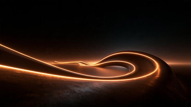 Futuristic Curved Neon Light Wave Abstract Background