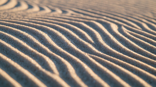 Sand Ripples Texture with Warm Sunlight and Shadows