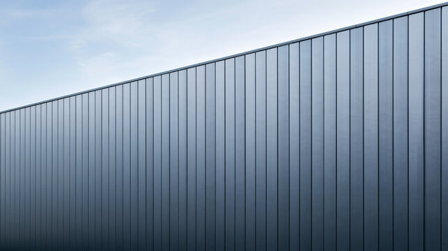 Corrugated Metal Wall on Industrial Building Exterior