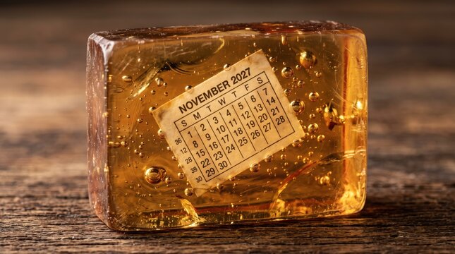 Gold bar with november 2017 calendar engraved