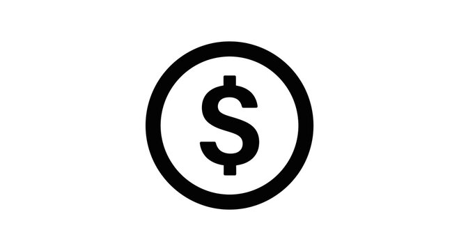 Dollar sign icon with a circular frame on a white background