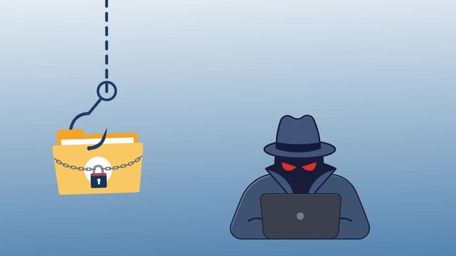 hacker phishing attack stealing confidential data cyber security animation