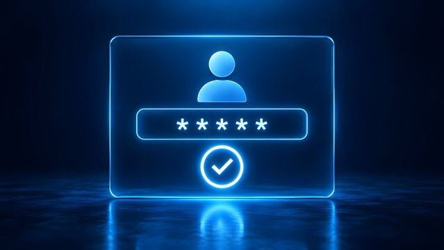 Digital login screen with user icon and password field