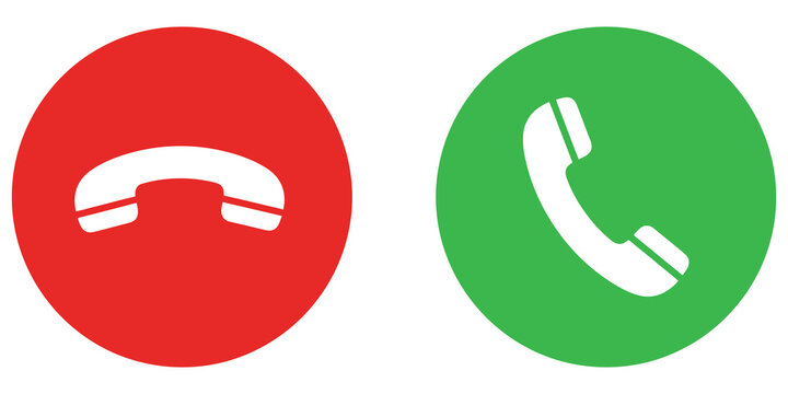 Red decline and green accept telephone call receiver round buttons.