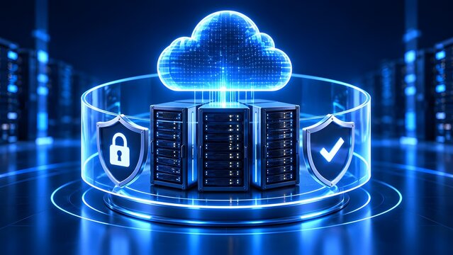 Cloud computing servers with security shields and digital cloud