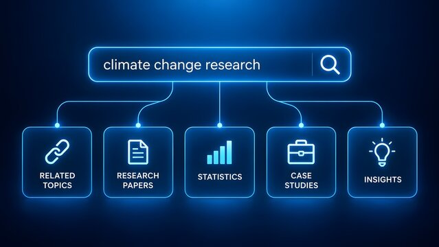 Climate change research search interface