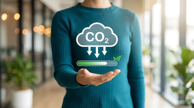 CO2 reduction progress bar with leaf icon