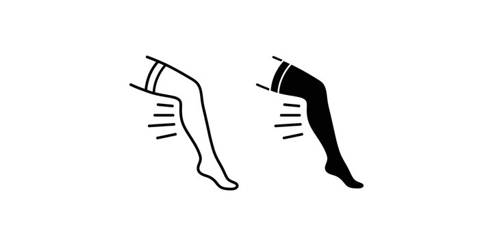 Medical compression hosiery leg icons black and white health care graphic.