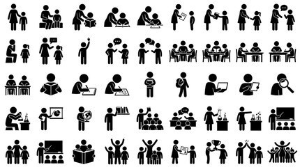 Obraz premium World Teachers Day Icons and Silhouettes Celebrating Education and Learning October 5th Silhouette