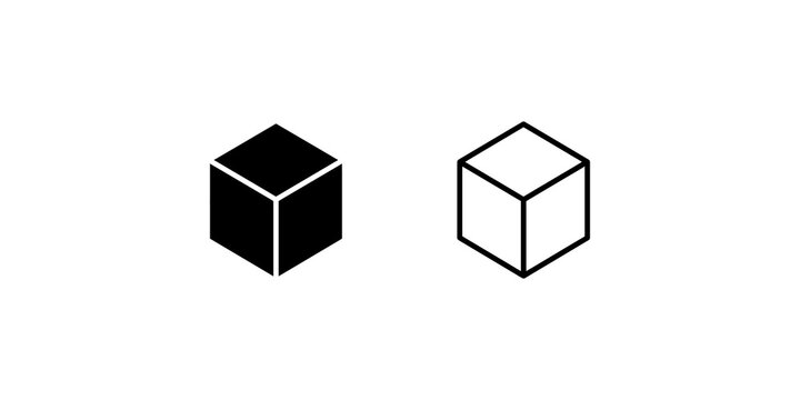 Geometric cube icons displaying 3D isometric solid and wireframe designs.