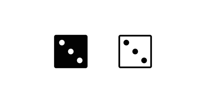 Three dots dice black line art set digital game for gambling board use.