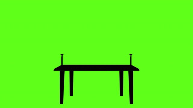 Hammer Driving Nails into Wooden Table Animation on Green Screen