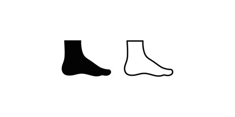 Human foot profile side view solid and outline icon pair for health. © 扁平化图标 