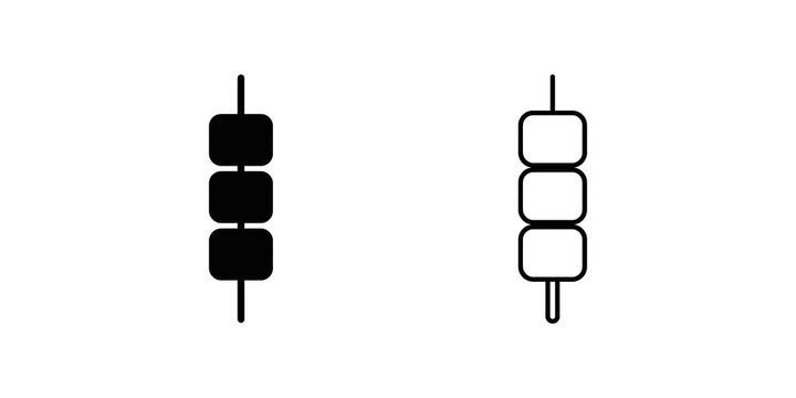 Food skewer silhouette and linear outline graphics for menu designs.