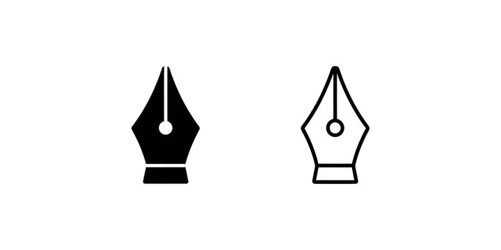 Calligraphy fountain pen nib vector elements for writing and design.