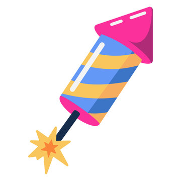 Rocket firework for party and celebration flat vector illustration