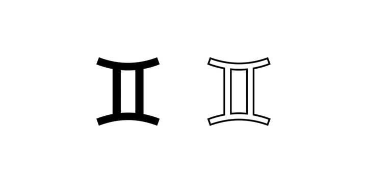 Gemini astrological zodiac sign graphic black and white vector element.