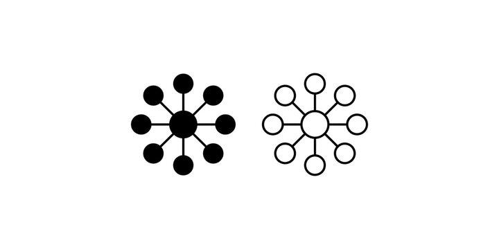 Network connection nodes icon in solid black and outline art style.