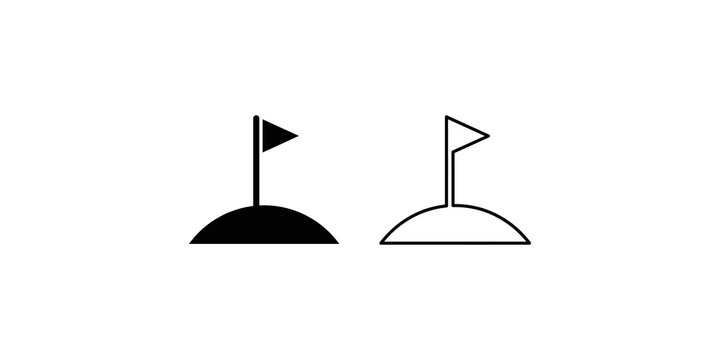 Black golf flag icon vector set isolated on transparent background.
