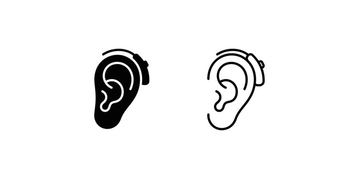 Hearing aid device icon vector set for medical and health design.