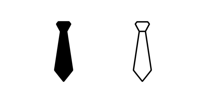 Formal tie neckwear icon set black solid and thin outline fashion style.