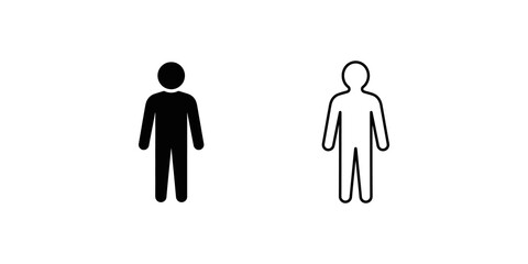 Standing man character black filled and outline vector icon concept. © 扁平化图标 