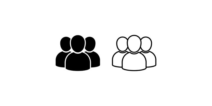 Group people icon collection solid outline avatars for community social.