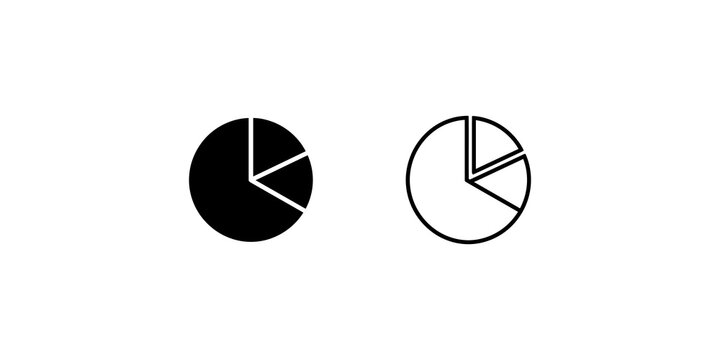 Black and outline pie chart icon for data visualization.