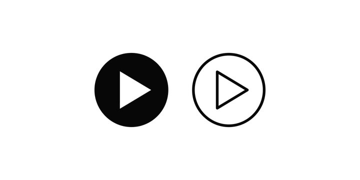 Black and outline play button icon for media playback interface.