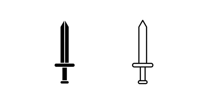 Medieval sword icons set featuring solid and outlined weapon blade shapes.
