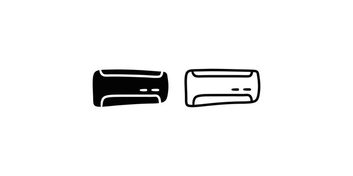 Black and outline air conditioner icons representing cooling and climate.